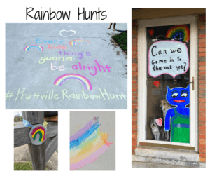 rainbows painted on windows or sidewalks